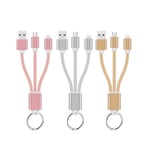 Cable Chargeur 2 En 1 Porte-Clefs Pour Jbl Clip 3android & Apple Adaptateur Micro Usb Lightning Metal Nylon - Argent
