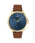 HUGO Analogue Quartz Watch for Men with Brown Leather Strap - 1530134