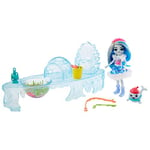 Enchantimals coffret Jour de Pêche, mini-poupée Sashay Phoque, figurine animale Blubber, cannes à pêche et accessoires, jouet pour enfant, GJX48