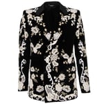 DOLCE & GABBANA Velvet Floral Lace Embroidered Blazer Jacket SICILIA Black 09740