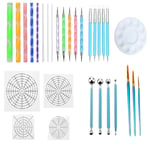 Mandala Dotting Tools, 30 Pieces Different Sizes Painting Tools Dotting Tools for Painting Rocks, Nail Art, Wax Printing, Pottery Clay Craft, Embossing Art, Include Mandala Stencil