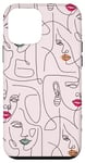 Coque pour iPhone 12 mini Rouge à lèvres Line Art Abstract Faces Boho Minimalist Women Rose