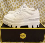 Buffalo Raven Lo Nylon Platform Trainers Vegan Women's Size 6.5uk White Rare New