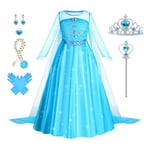 Foierp Elsa Robe Princesse Fille - Costume Princesse Elsa Enfant Deguisement avec Accessoires pour Halloween Cosplay Fête D'anniversaire De Mariage