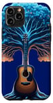 Coque pour iPhone 11 Pro Guitare Lac Réflexion Arbre Mélomane Guitariste