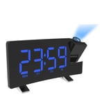 DollaTek Projection Alarm Clock for Bedroom Digital Ceiling Radio Alarm Clock with Dual Alarm Clocks 4 Dimmer 180 ° Rotatable Large LED Screen - Black shell Blue word