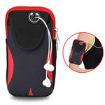 Phone bag Multi-functional Sports Armband Waterproof Phone Bag for 5.5 Inch Screen Phone, Size: L(Black) Asun (Color : Black Red)