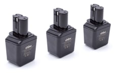 vhbw 3 x NiMH Batterie 3000mAh (12V) pour appareil électronique Bosch GBM-Serie 1. Generation comme batterie 12Volt ou 2 607 335 180, 2 607 335 021