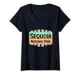 Womens Sequoia National Park Retro US National Parks Nostalgic Sign V-Neck T-Shirt