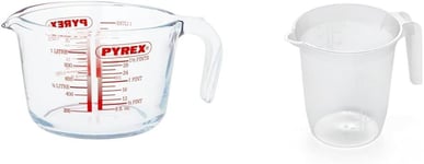 Pyrex Glass Measuring Jug, Transparent, 1 Litre and Addis Plastic 1 Litre Measu
