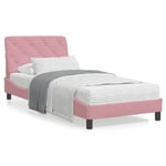 vidaXL Säng med madrass rosa 90x200 cm sammet 3208639