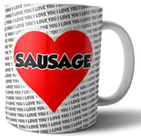 Sausage Mug Love Heart Design Gift for Him or Her Birthday Anniversary Valentines Christmas