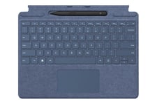 Microsoft Surface Pro Signature Keyboard - tastatur - med touchpad, accelerometer, Surface Slim Pen 2 opbevaring og opladningsbakke - QWERTY - hollandsk - safirblå - med Slim Pen 2