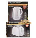 Russell Hobbs Textures 1.7L Plastic Jug Kettle and 2 Slice Toaster Set - White