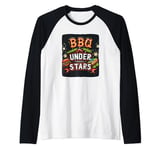 Tasty BBQ under Stars with Friends for Beef and Ribs Fans Raglan Baseball Tee
