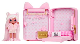 Na Na Na Surprise 3-in-1 Backpack Bedroom Playset with Fashion Doll - REENA DE LA ROSA - Includes Fuzzy Pink Kitty Backpack with Cat Ears and Closet with Pillows & Blanket - For Kids, Ages 5+ Years