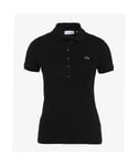 Lacoste Logo Womens Red Polo Shirt - Black Cotton - Size 10 UK