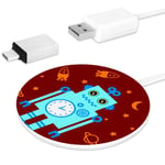 ZYHFBHFBH Mini Wireless Charger, Robot Clock Qi Charger Charging Fastly For All Qi-enabled Devices Of Iphone And Samsung