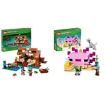 LEGO Minecraft The Frog House Building Toy, Gift for Girls and Boys & Kids aged 8 Plus Years Old & Minecraft The Axolotl House Set, Buildable Underwater Base with Diver Explorer