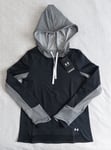 Under Armour Hooded Training Top Womens XS Black Grey ColdGear Hoodie Training