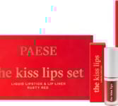 Paese_Set The Kiss Lips Lipstick 04 Rusty Red 3.4Ml + Lip Liner