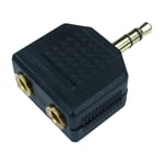 Headphone Splitter Adaptor 3.5mm Stereo Plug to 2 x 3.5mm Sockets