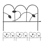 relaxdays Bordure de Jardin à Planter, 4 éléments de clôture, HxL : 28,5 x 39 cm, métal, Design Vintage, Robuste, Noir