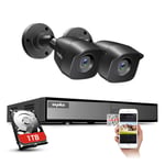SANNCE 4CH 1080P Home CCTV Camera System DVR Kits w/ 2 x 2.0MP Outdoor Surveillance Camera, Plug an Play, 100ft Night Vision, Easy Remote Access, Instant Motion Alert(1TB Hard Drive)