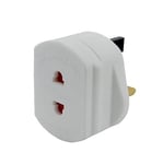 Universal Travel AC Power Plug Adapter, Universal EU 2 Pin to UK 3 Pin Plug Travel White Adaptor Converter Shaver Adapter Plug for Bathroom Plugs