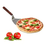 Relaxdays Pelle à pizza métal 18,5 x 16,5 cm poignée bois 16 cm pelle à tarte quiche pour le four, gris