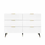 Sideboard, modern byrå - 6 lådor - spånskiva - vit
