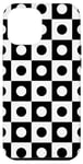 iPhone 15 Pro Max White Black Dotted Squares Chessboard Pattern Case