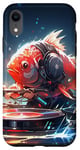 Coque pour iPhone XR Party koi fish dj, goldfish music platine pour raves edm #2