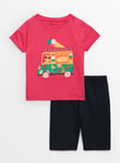 Tu Pink Ice Cream Van T-Shirt & Cycling Shorts Set 6-7 years Multi Coloured Years female