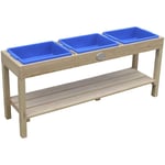 Table à sable et eau en bois Table d'activité avec 3 récipients et une étagère 124 x 50 cm - Brun - AXI