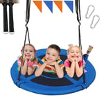 Nest Swing Set, 900D Oxford Hanging Tree Swing Seat with Waterproof Frame, Up to 100 kg 2 Adjustable Tree Hanging Ropes, for Indoor Garden Playground (Blue)