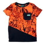 Ridgeline Spliced Kids Fleece T-Shirt Blaze Camo/Black 6