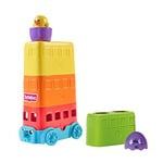 Toomies E73220C Tomy Hide & Squeak Stacker Decker Bus, Push-Along Colours and Sounds, Stacking and Sorting Babies, Educational Toddler Toy for Boys and Girls Aged 12 Months +