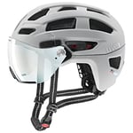 uvex Finale Visor V - Secure City Bike Helmet for Men & Women - Visor - incl. LED Light - Papyrus Matt - 56-61 cm