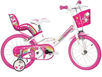 Dino Bikes Vélo Licorne 14" 35,6 Filles, Blanc/Rose, 35,56 cm