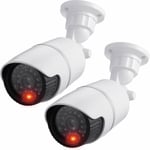 2x BULLET CCTV SECURITY CAMERA FLASHING LED INDOOR OUTDOOR FAKE CAM UK