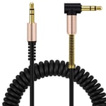 3.5mm Audio Aux Cable Coiled Male to Male Stereo Jack iPhone Car PC Headphone UK