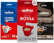 Lavazza Ground Coffee - Espresso Italiano, Rossa & Crema Gusto - 3 Pack
