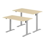 Höj- & sänkbart elskrivbord, grått stativ, bordsskiva i björk, 120x80 cm