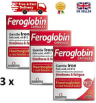 3 x Box Vitabiotics Feroglobin B12 Slow Release Capsules 30 - Iron Pack 3