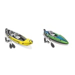 INTEX Canoë Explorer K2 Kayak pour Deux Personnes avec Rames + Pompe & Challenger K1 Kayak 1 Man Inflatable Canoe with Aluminum Oars and Hand Pump, Green/Blue