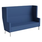 Soffa 3-sits AIR hög rygg höga sidor, blått tyg, ben i metall