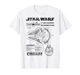 Star Wars Millennium Falcon Outlined Schematics Poster T-Shirt