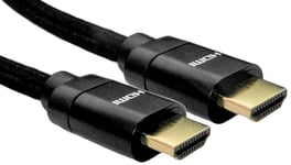 Premium High Speed 8K HDMI 2.1 Lead with Ethernet, Black Aluminium Hoods, 1m - U