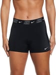 Nike Women's Fusion Logo Tape Fitness Kickshort-Black, Black, Size L, Women